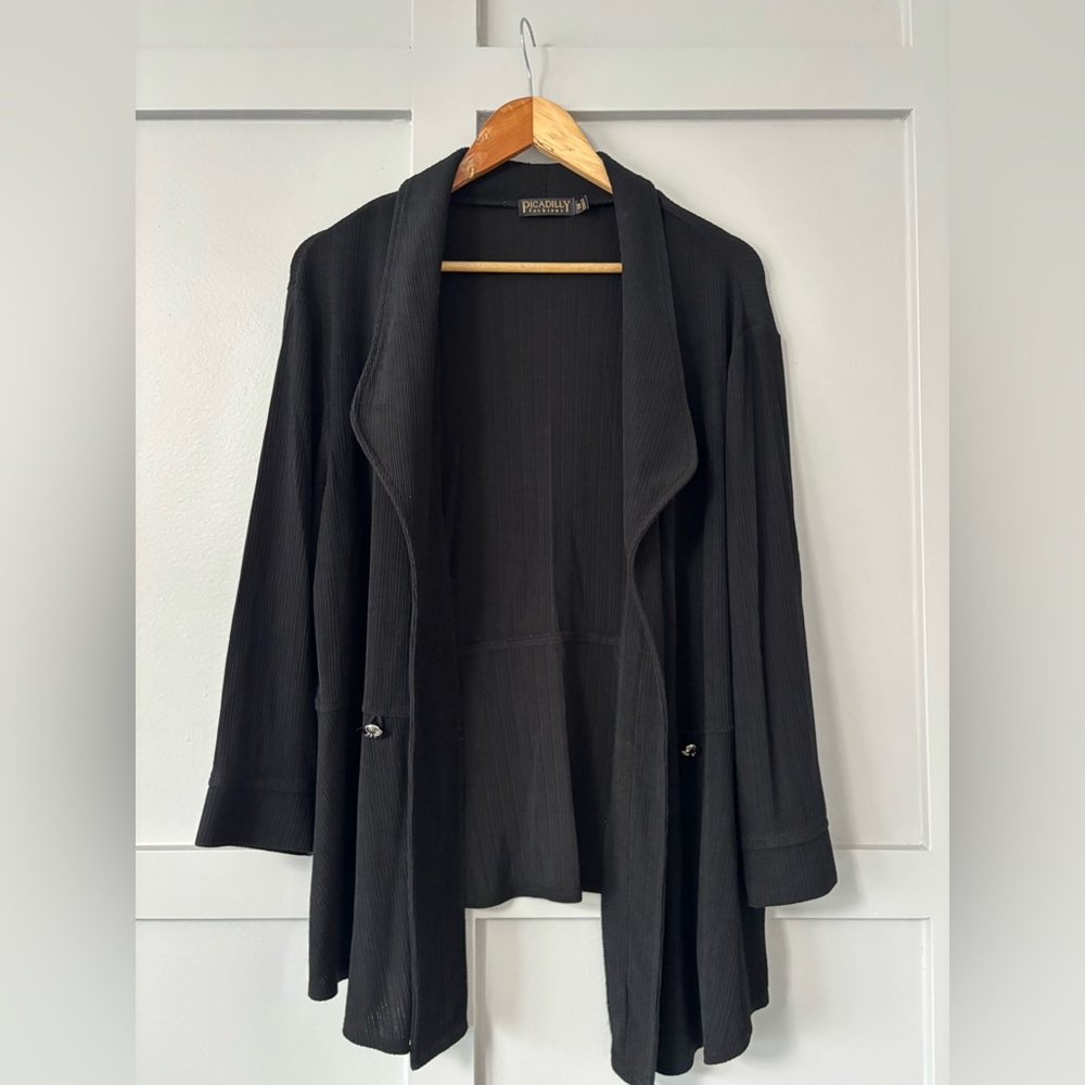 Picadilly Black Ribbed Blazer Jacket - Picture 2 of 7